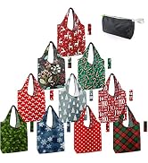 BeeGreen Christmas Reusable Grocery Bags 10 Pack Reusable Shopping Bags Bulk Christmas Gifts Tote...