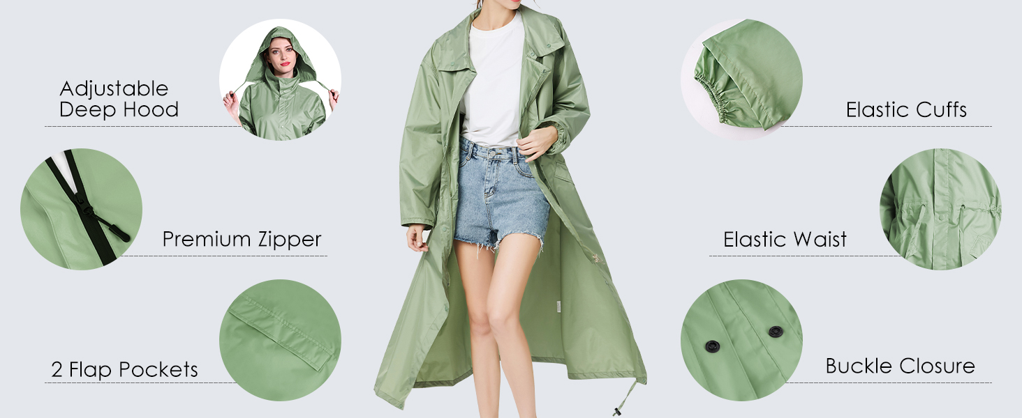 womens rain coat long 2xl lightweight foldable raincoat women’s long rain coat waterproof plus size