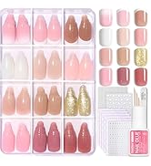 Beetles Press On Nails Kit - Caramel Drift | 360Pcs 12 Colors Short Square Press On Nails | 15 Si...