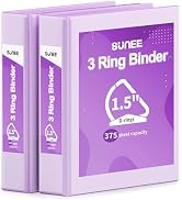 SUNEE 3 Ring Binder 1.5 Inch D Ring, Clear View Binder Three Ring PVC-Free (Fit 8.5x11 Inches) fo...