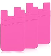 Meroqeel 3 Pack Hot Pink Adhesive Phone Wallet Stick on Card Holder for Phone Case