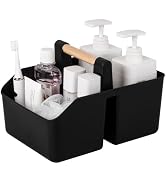 rejomiik Portable Shower Caddy Basket with Bamboo Handle, Plastic Cleaning Caddy Bathroom Organiz...