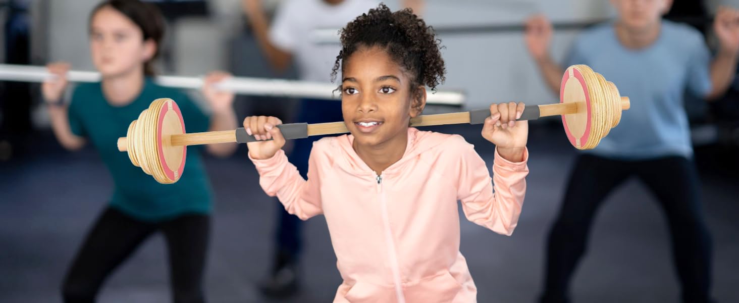 Kids Wooden Workout Play Weights Set