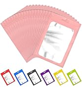 100 Pieces Resealable Mylar Bags with Ziplock and Clear Window Smell Proof Bags Packaging Bags Fo...