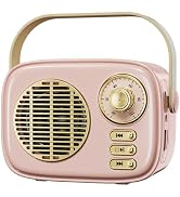 Retro Bluetooth Speaker, Gifts for Teen Girls, Mini Vintage Room Decor Pink | Cute Portable Small...