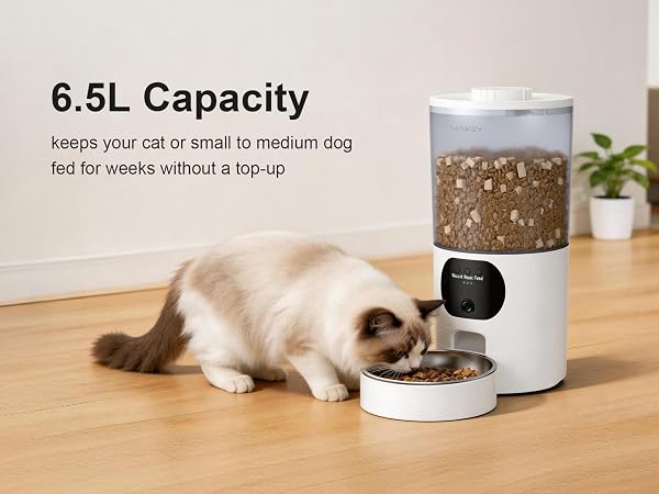 Automatic Cat Feeder with 2K Camera 5G/2.4G WiFi 6.5L Smart Pet Feeder for Cat & Small Dog