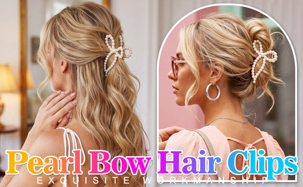 white bow hair claw clips elegant hair claw clips fancy claw clip for women