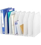 FANXIYQ White 7-Section File Folder Organizer for Desk, Metal Vertical File Holder Stand, Desktop...