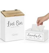 Magnetic Lint Bin and Dryer Sheet Holder Set for laundry room organization,Wall Mounted Laundry O...