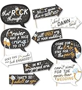 Photo Booth Props Kit for Engagement Party - 10-Piece Speech Bubble and Arrow Set, Premium Cardst...