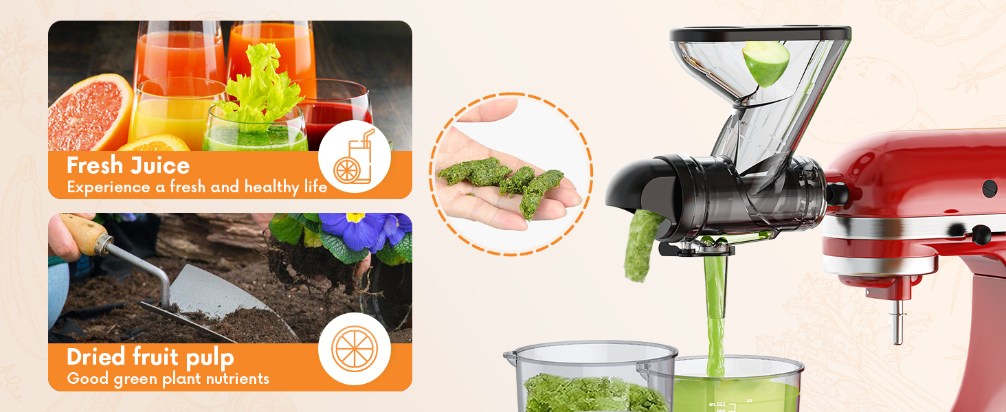 Masticating Juicer Attachment for KitchenAid Stand Mixer,