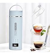 Blue Travel Electric Kettle, LCD Display with 6 Temperature Settings, 304 Stainless Steel, 450ml/...