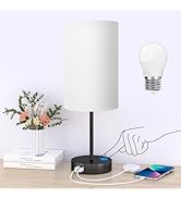 AKASUKI 18Inch Table Lamp with Dual Charging Station, 3 Way Dimmable Touch Lamp for Bedroom, Livi...