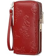 yiijay Womens Wallet RFID Blocking Large Capacity Leather Double Zip Wristlet Wallet Credit Card ...