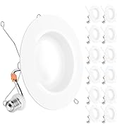 Sunco 12 Pack Retrofit LED Recessed Lighting 6 Inch, 2700K Soft White, Dimmable Can Lights, Smoot...