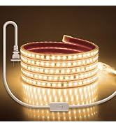 2M LED Strip Lights for Bedroom with Self-Adhesive AC 110V-120V Warm White 3000K Waterproof Outdo...