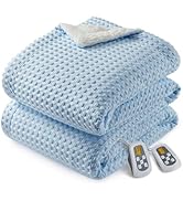 CAROMIO Heated Blanket Queen Size with LCD Dual Controller, Waffle Weave Fast Heating Electric Bl...