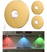 Aokpsrt Rechargeable RGB Puck Lights with Remote Control, 1500mAh Battery Operated Push Lights, D...