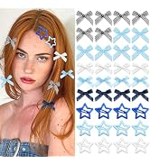 STGDAK 36 Pcs Star Hair Clips Non Slip Bow Hair Clips Mini Star Snap Barrettes Blue Hair Bows Cut...