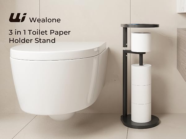 Toilet Paper Holder Stand with Shelf