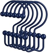 Amazer Navy Blue Shower Curtain Hooks, 12PCS Minimalist Simple Double Shower Curtain Rings, Rust-...