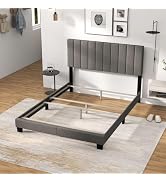 Giantex Queen Size Platform Bed Frame, Box Spring Needed, Modern Upholstered Mattress Foundation ...