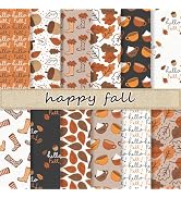 JarThenaAMCS 24 Sheets Fall Pattern Paper Maple Leaves Boots Double-Sided Scrapbook Specialty Pap...