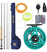 Sougayilang Fly Fishing Rod and Reel, 5/6 Weight 9ft Fly Rod, 4-Piece Graphite Rod, Die Cast Alum...