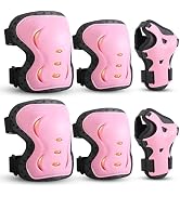 Kids/Youth/Adult Knee Pads Elbow Pads with Wrist Guards Protective Gear Set 6 Pack for Rollerblad...