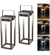Dawnrise 2PK Solar Table Lamp, Motion Sensor Metal Rechargeable Outdoor Table Lamps with 3 Color,...