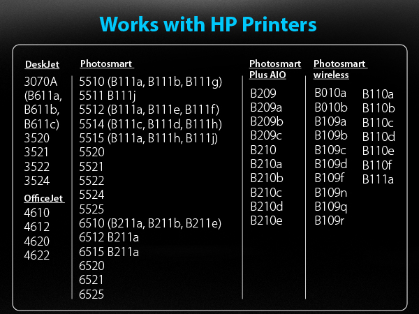smart ink 564 BK only packs compatible printers