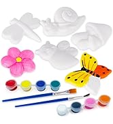 ArtCreativity Insect Plaster Painting Kit for Kids - 6 Garden-Inspired Plaster Figurines, 2 Paint...
