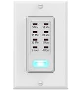 Fosmon Countdown Light Timer Switch for Bathroom, Heaters, 5-10-30-60 Min, 2-4 Hour Programmable ...