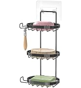 masadi 3 Tier Soap Dish Holder, Wall Mounted Soap Tray with Drainage, Shampoo Bar Caddy for Showe...