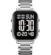 FANMIS Classic Unisex Digital Sports Watches Women's Men's Multifunctional Watch Stainless Steel ...