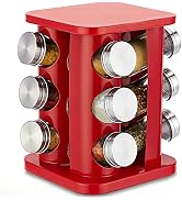 TINMIX Revolving Spice Rack Organizer with 12 Jars, Countertop Spice Seasoning Rack Tower with 12...