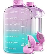 AQUAFIT Half Gallon Water Bottle With Times To Drink - 64 oz Water Bottle With Straw - Water Jug ...