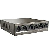 Tenda 6 Port 10/100Mbps Fast Ethernet Unmanaged PoE Switch-with 4 PoE Ports@58W (TEF1106P) | Desk...