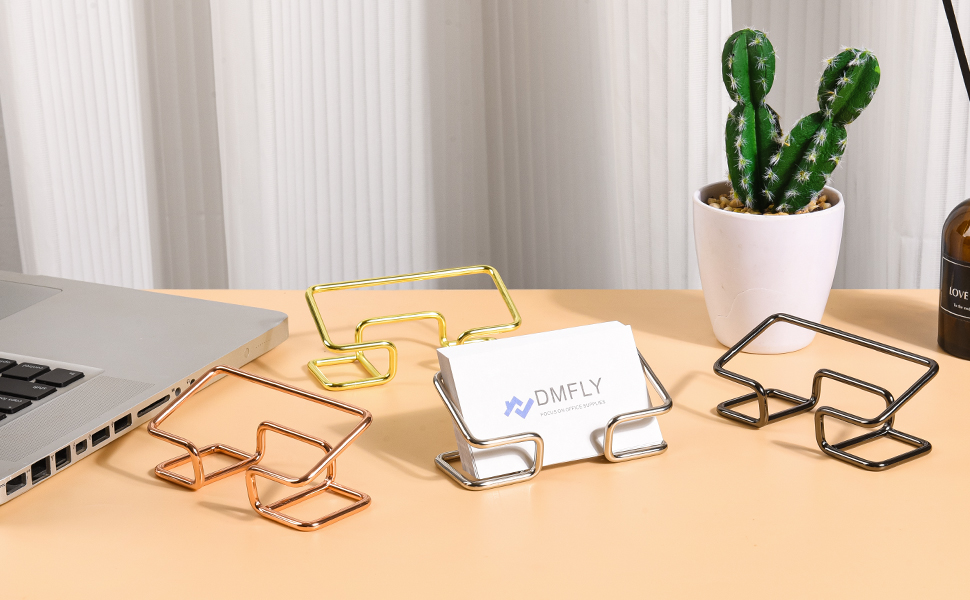 Metal business card holder desk