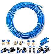 CGELE Pneumatic Tubing 6mm OD 4mm ID 39.4ft/12 Meter Blue PU Air hose Pipe Tube Kitfor Air Line o...