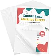 Zyilan 25 Sheets Clear Double Sided Adhesive Tape - Heavy Duty Sticky Crafts Tape Sheets for DIY ...