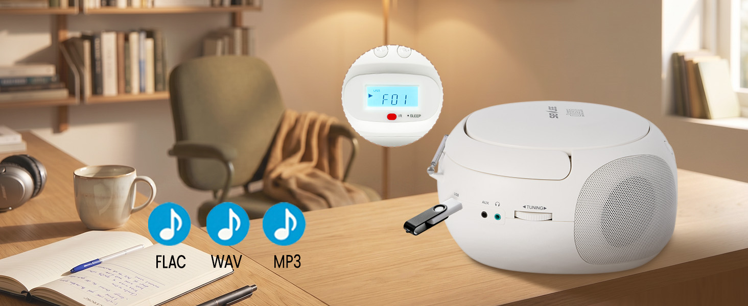 SEVLEE USB lossless FLAC portable CD player supports MP3 WMA WAV up to 128GB