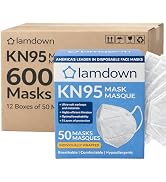 Lamdown (600-Pack) KN95 Face Masks, Individually Wrapped, Premium Disposable Dust Mask, White