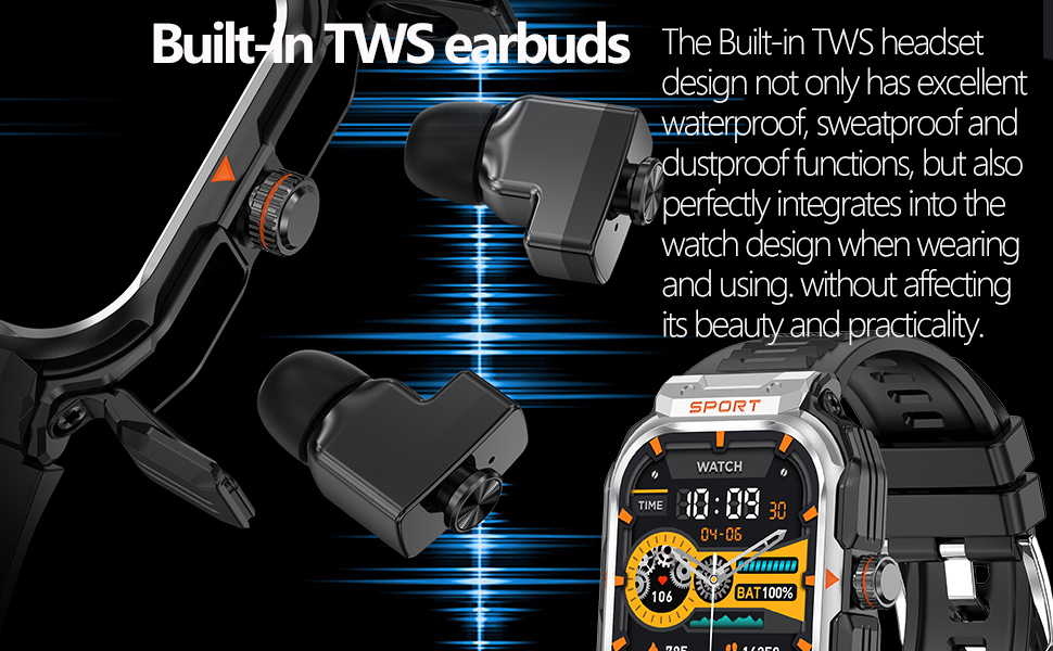 smart watch with earbuds