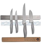 Hamletoff Premium Magnetic Knife Holder for Wall no Drilling – 16 Inch Stainless Steel Magnetic K...