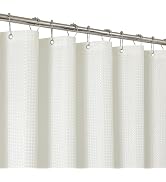 THAIGEE 2-in-1 Waterproof Fabric Shower Curtain - No Separate Liner Needed, Hotel-Style Waffle We...