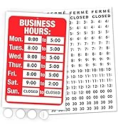 ASSURED SIGNS Open Signs, Business Hours Sign Kit for Glass Door or Window - Bright Red and White...