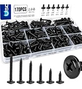170PCS #8 Black Wood Screws Assortment, Truss Head, Self-Tapping | Includes 1/2", 5/8", 3/4", 1",...