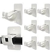 8PCS No Drill Curtain Rod Brackets Upgraded Curtain Rod No Drilling Self Adhesive Curtain Rod Hoo...