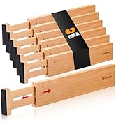 Fabsome Drawer Divider 6 Pack, Bamboo Dresser Organizers for Clothes Socks Underwear Baby Clothin...